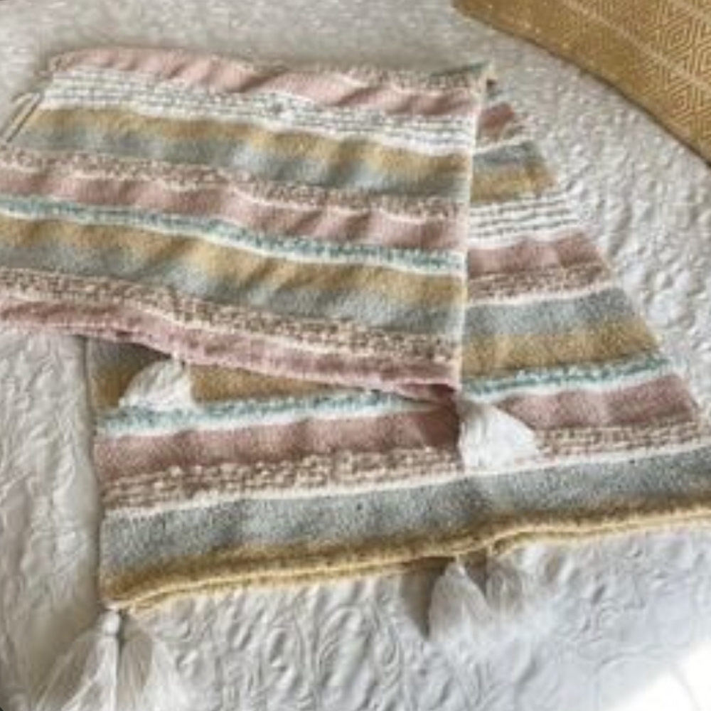 Cynthia Rowley Pastel Striped Throw with‎ Tassels 60" X 50"